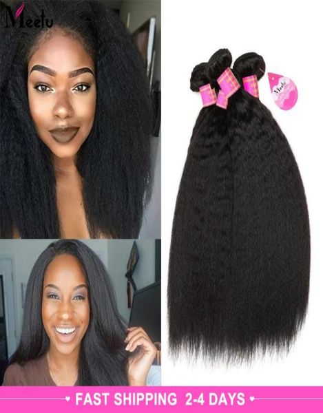 

8a brazilian virgin hair kinky straight 4 bundles 100 human hair extension brazillian yaki straight brazilian virgin hair coarse 48832005, Black