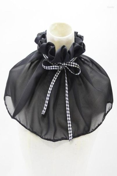 

bow ties sitonjwly ruffles stand fake collar ladies removable detachable collars for women suits halfshirt false neckwear decor d8013740, Black;gray