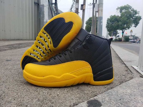 

12 university gold black men basketball shoes 130690-070 jumpman 12s pe away mens sports sneakers with box