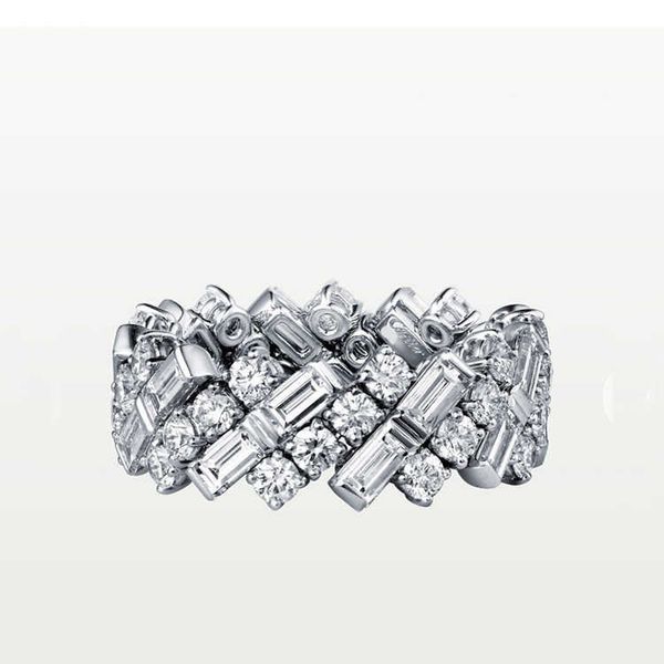 

original designer 925 sterling silver square diamond three row fashion light luxury simple and noble feminine taste carti same type index fi
