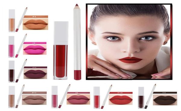

whole cosmetic custom makeup lip kit lipliner lipstick set no logo 17 colors matte lip gloss lipliner set private label liquid6243621