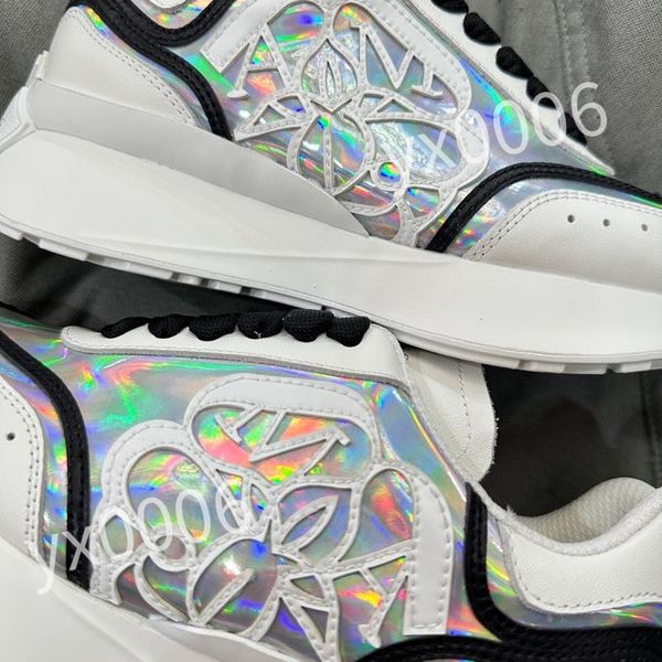 

2023 luxury designer sneaker men women reflective casual shoes genuine leather sneakers party calfskin quality shoe, Black