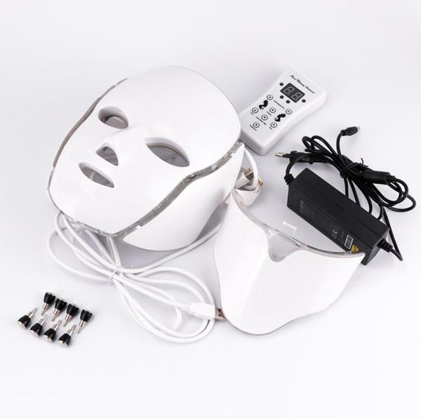 

2021 portable korean beauty salon home 7 color led light therapy face neck mask pon led pdt facial mask2986921