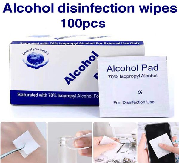 

100 pcs alcohol wet wipe disposable disinfection prep swap pad antiseptic hand skin cleaning care jewelry mobile phone clean wipe5384842