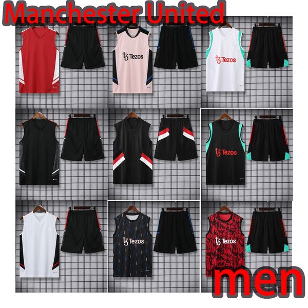 

2023 united football shirt tracksuit tank shorts 22 23 football vest training uniform cross country foot jogging men new, Black