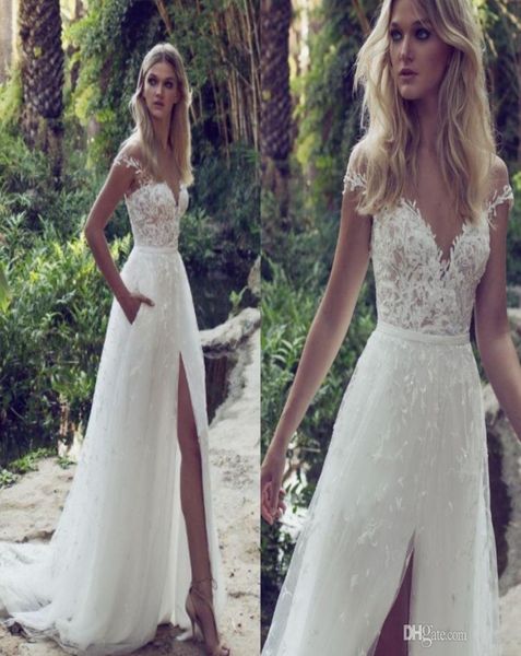 

limor rosen 2022 aline lace wedding dresses illusion bodice jewel court train vintage garden beach boho wedding party bridal gown8188280, White