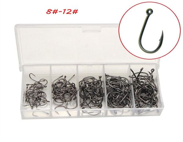 

500pcsbox 5 models mixed 812 black ise hook high carbon steel barbed fishing hooks fishhooks asian carp pesca tackle kl5022594090