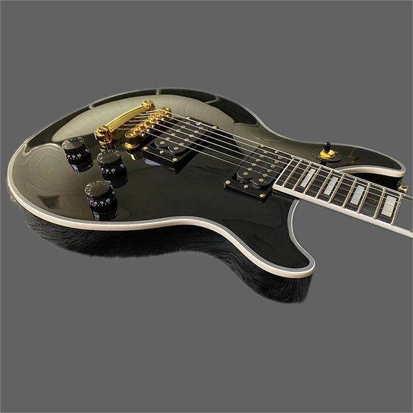 

matsumoto taku chinese electric guitar, black, gold hardware, mahogany body and neck, 6 strings
