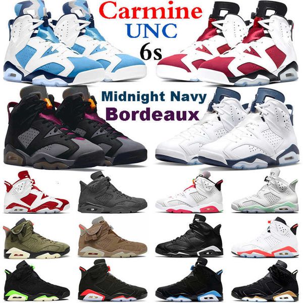 

box with jordns 2022 jumpman 6 men basketball shoes 6s bordeaux midnight navy red oreo unc mint triple black infrared carmine electric green
