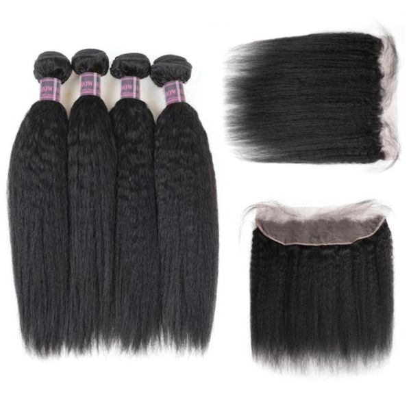 

yaki straight virgin hair extensions ishow human hair bundles with closure brazilian hair 3bundles with lace frontal67530002363613, Black