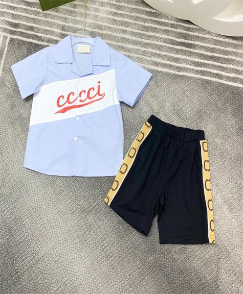 

kids polo shirt set designer printing shirt suits boys girls summer clothes sets casual shirt blue shirts clothing suit short slee9077254, White