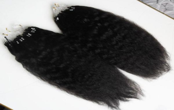 

coarse yaki micro loop human hair extensions 200g brazilian kinky straight virgin hair yaki micro loop nano ring hair extensions4176114, Black
