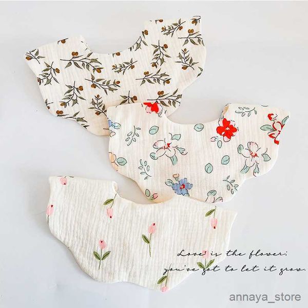 

bibs burp cloths style newborn baby cotton bib wrinkled gauze fabric breathable kids saliva towel burp cloths boys girls accessories r230628