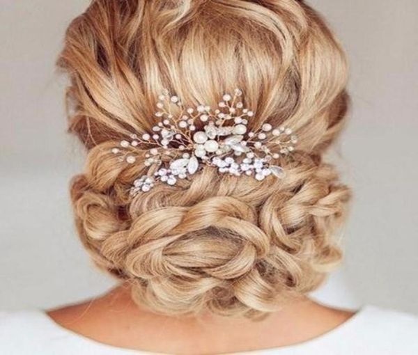 

pearl hairpins bridal hair comb wedding accessories for hair ornaments girl crystal clip women brides pin hair jewelry2270921, Brown