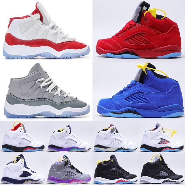 

jumpman 5s 11s basketball kid shoes for boys girls children toddler 11 cool grey red blue white black 5 sport trainer youth kids athletic ou