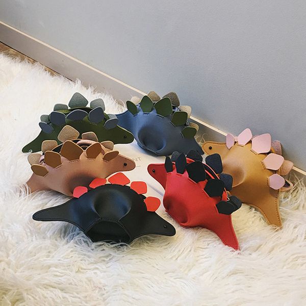 

evening bags fashion girls mini coin purse dinosaur design pu crossbody bag kids cartoon hit color messenger bags women shoulder bags 230627
