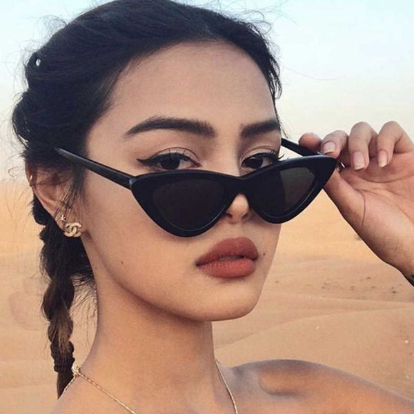 

2023 triangle cat's eye sunglasses, korean version, chaoins small frame designer sunglasses brands for women men, White;black