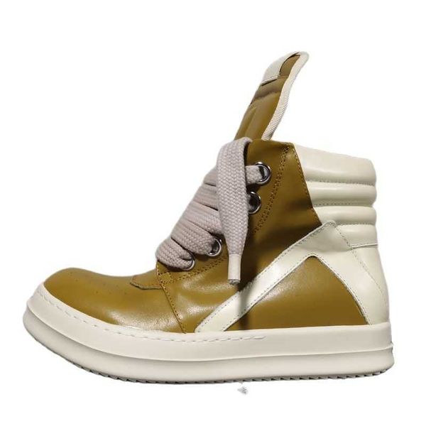 

shoes rick men's ro owens sheepskin yellow high increase round head casual sneakers e4lt