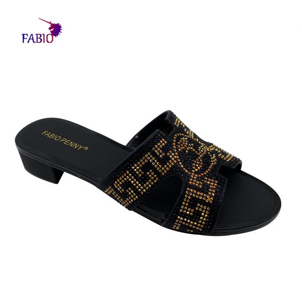 

slippers fabio penny italian style diamond encrusted ladies summer slippers for party ladies 230628, Black