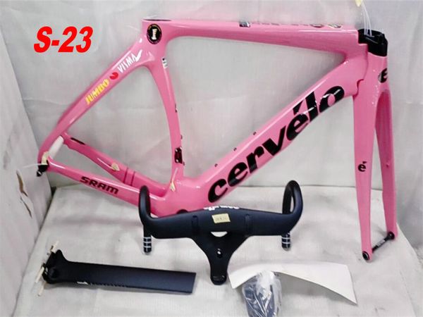 

t1000 primoz roglic cervelo s5 carbon frame corsa pro pink champion ud glossy bicycle road frameset with handlebar