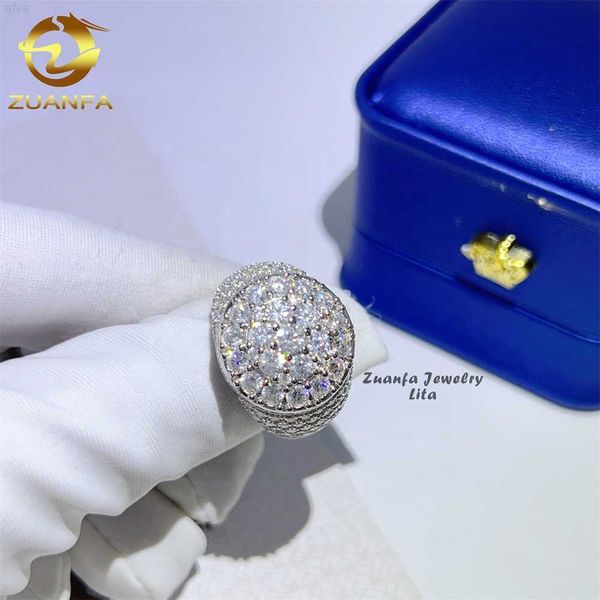 

zuafa iced out hip hop vvs diamond mens 925 sterling silver moissanite ring