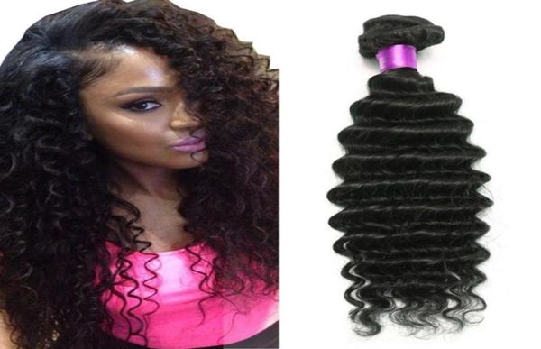 

brazilian deep wave virgin hair brazilian hair bundles 4pcs lot100 curly virgin hair factory selling deep wave curly weave 78446214, Black