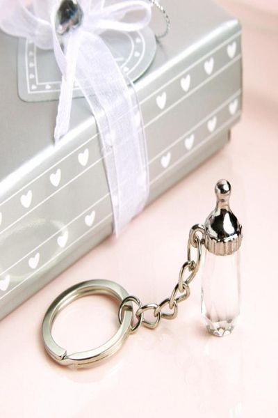 

wedding favors crystal baby bottle keychain christening gifts baby shower gift box packing4467630, Silver