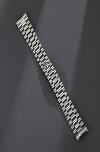 

watch bands 13mm 17mm 20mm 21mm solid stainless steel jubilee curved end strap band fit for8491831, Black;brown