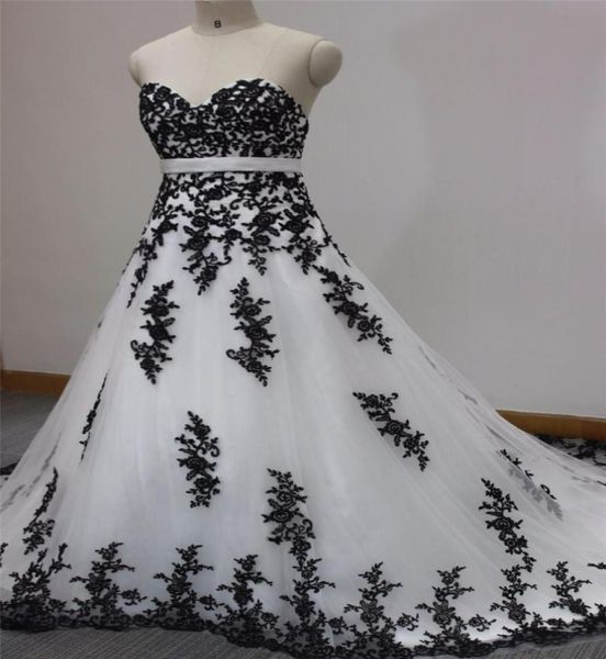 

white and black lace wedding dresses ball gown with off shoulder appliques party dress bridal gowns qc10117173748