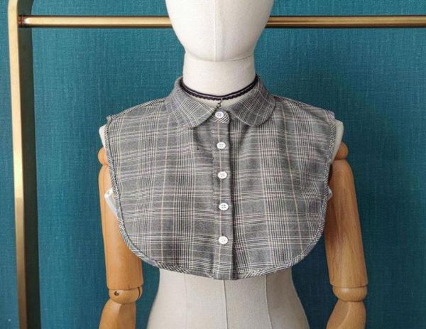 

bow ties mens plaid fake collars woman shirt detachable collar neckties for sweater blouse lady neckwear nep kraagje7491245, Black;gray