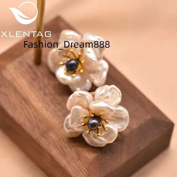 

natural baroque pearl women earrings gothic charm piercing aesthetic flower stud earrings silver 925 s jewelry, Golden