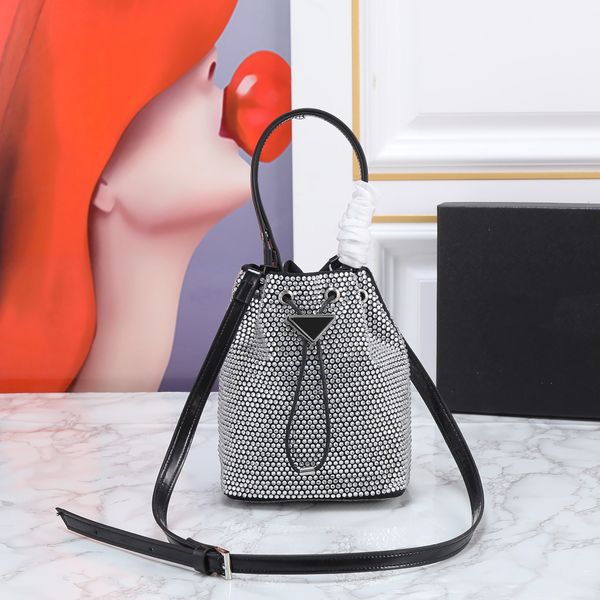 

women satin mini-bag with crystal bucket bag diamond shoulder crossbody bag women's messenger bag tote bags