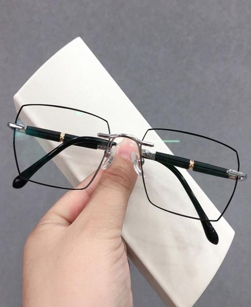 

ultralight pure titanium rimless reading glasses men diamond cut presbyopic eyeglasses6572312