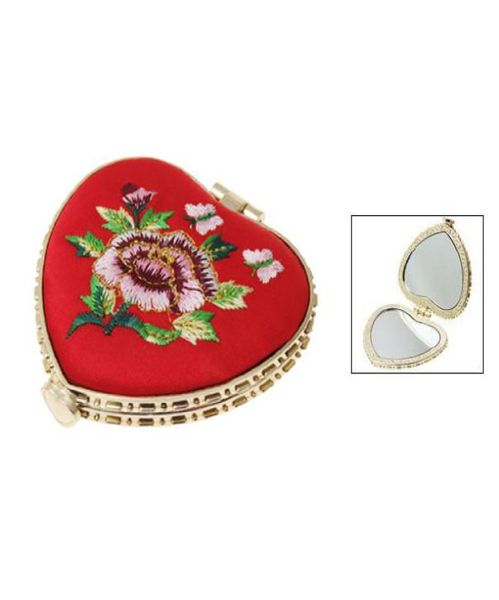 

heart shaped floral lady pocket mirror butterfly buckle0127649741