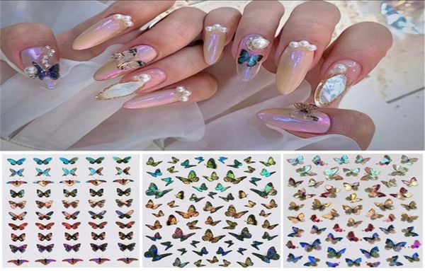 

holographic 3d nails stickers nail art laser butterfly sticker decal butterflies acrylic designs manicure decoration tool1356880, Black