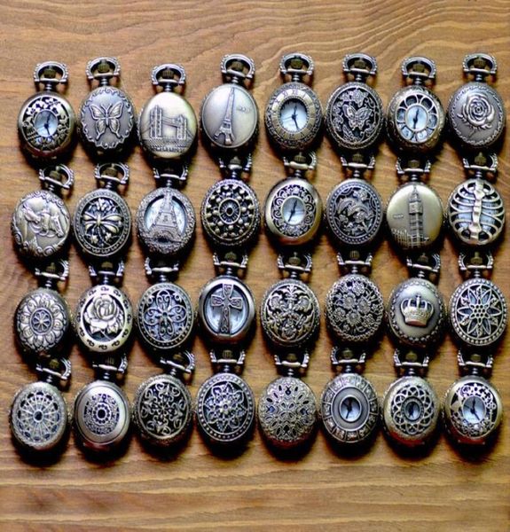 

whole 32 designs case dia 25cm pendant chain quartz bronze small crown watch pocket watch4501730, Slivery;golden