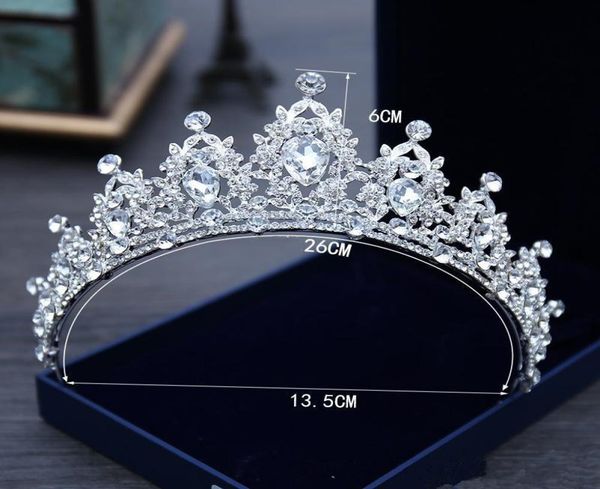 

2021 white crystal bridal jewelry tiara headpieces crown princess for wedding dress accessories2106707, Silver