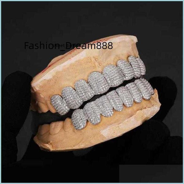 

grillz dental grills exclusive customization moissanite teeth grillz iced out hop 925 sier decorative braces real diamond bling too dh2sf, Black