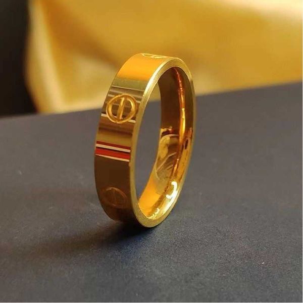 

original designer titanium steel golden screw pattern ring for men and women's closed-mouth carti light luxury imitation couple live br, Silver