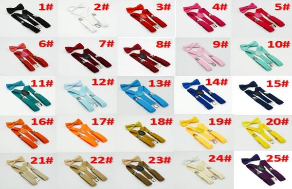 

kids suspenders and bow tie set for 110t 32colors baby braces elastic yback red pink black blue boys girls accessories4579164
