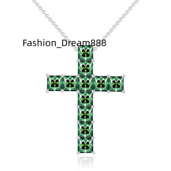 

wholesale price vvs moissanite mens pendant hip hop sterling silver dark green princess cut moissanite cross pendant