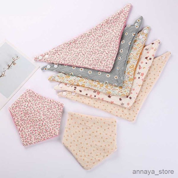 

bibs burp cloths cotton gauze muslin baby bib vintage floral double-sided newborn triangle bib toddler feeding burp cloth baby stuff r230628