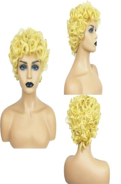 

curly blonde synthetic wig simulation human hair wigs hairpieces for black and white women burgundy pelucas k455299864