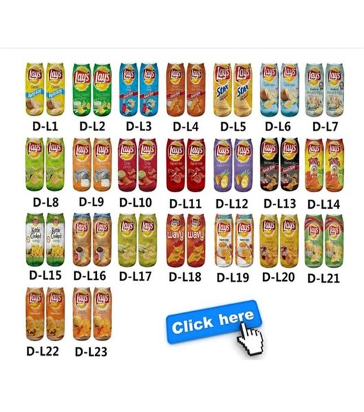 

2021 christmas 3d printed food letters women men ankle socks crisps snack creative casual stockings multicolor sports socks3510020, Pink;yellow