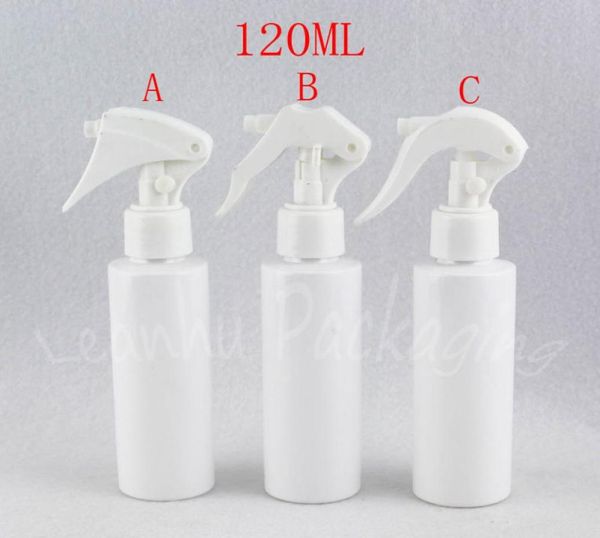 

120ml white flat shoulder plastic bottle with trigger spray pump 120cc toner empty cosmetic container6161272