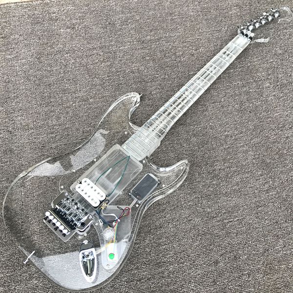 

acrylic st electric guitar, led light, metal tone, professional quality assurance, delivery to home