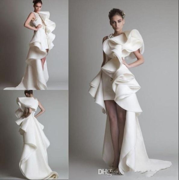 

designer wedding gowns one shoulder appliques ruffles sheath hilo organza customed whiteivory krikor jabotian bridal dress4394086, White