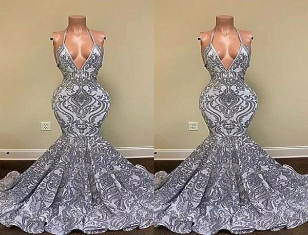 

2022 gorgeous silver mermaid prom dresses spaghetti straps vneck appliques lace backless evening gowns bc13118 b0417q3396058, Black
