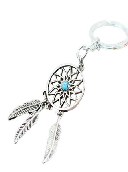 

1 pcs 2017 7new ancient silver color dreamcatcher keychain leaf feather tassel dream catcher key chain ring8450904