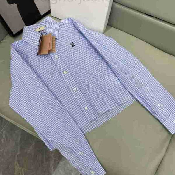 

women's blouses & shirts designer 23 autumn blue plaid long sleeve shirt zfsm, White